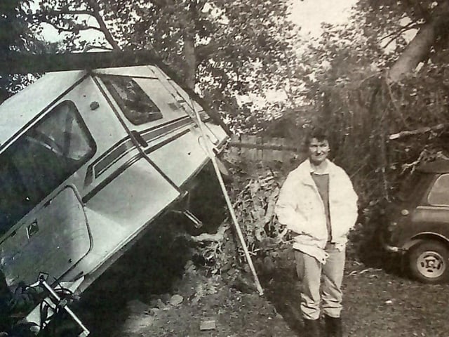 This caravan in Crawley was damaged by the Great Storm