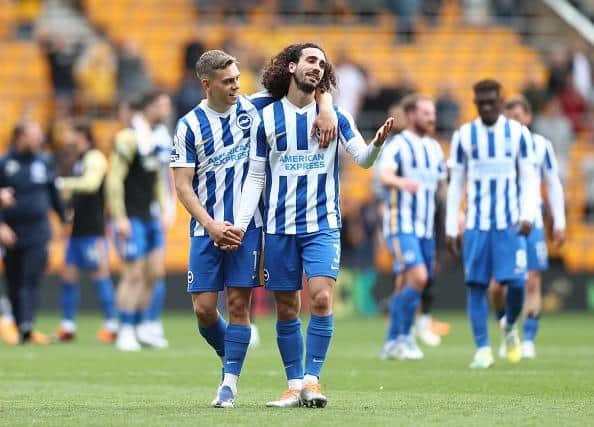 Brighton and Hove Albion star performers Leo Trossard and Marc Cucurella
