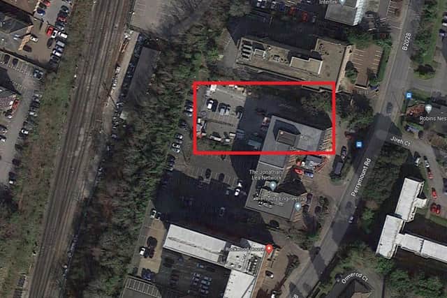 The rough location of the proposed new eight-storey building in Haywards Heath. Image: Google Maps