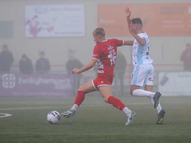 Eastbourne Borough take on Taunton Town in the fog - before the match was abandoned