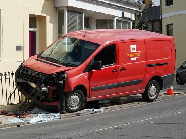 Emergency services responded to reports of a van colliding with a wall on St John’s Terrace