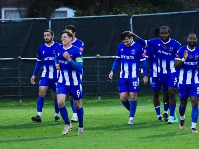 Two goals from Glenn Wilson gave East Grinstead Town a 2-1 win over Littlehampton Town on Saturday. Photographer Stephen Goodger was on hand to capture the action.