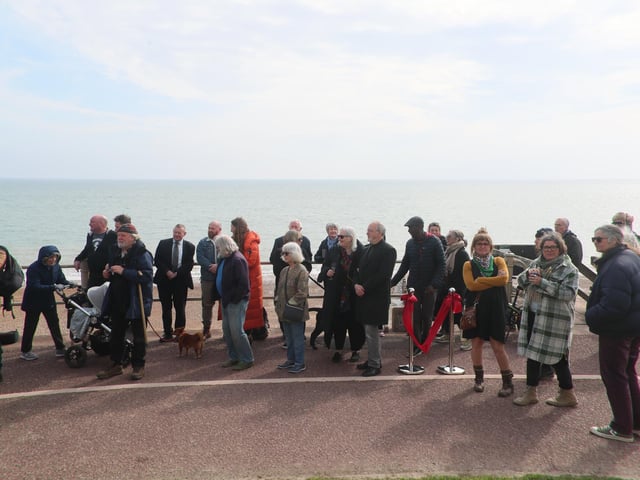 Official unveiling of the new Leigh Dyer sculpture, which is called Marina, on St Leonards seafront. Photo by Roberts Photographic.