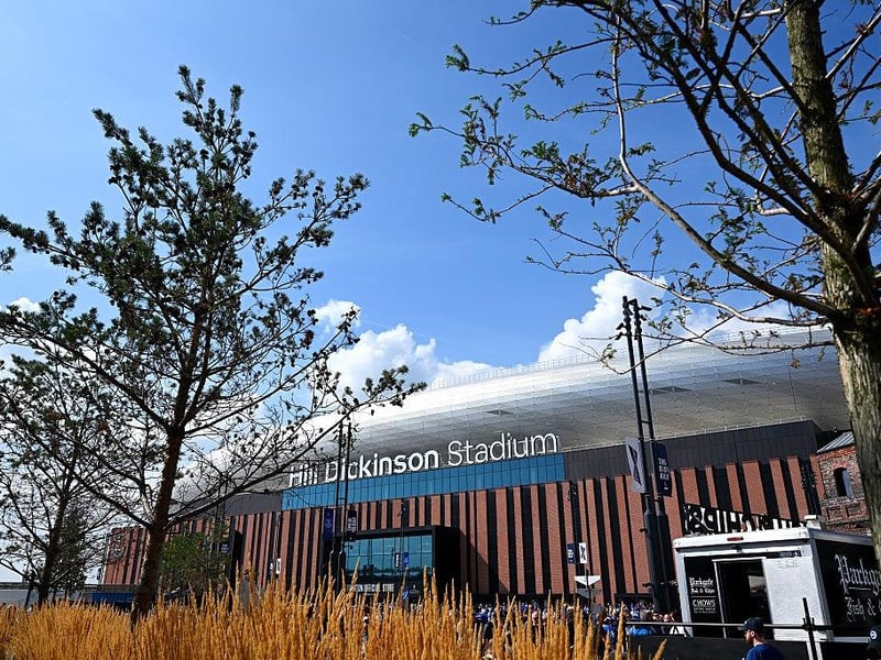 General view outside the stadium prior to the Premier League match between Everton and Brighton & Hove Albion at Hill Dickinson Stadium