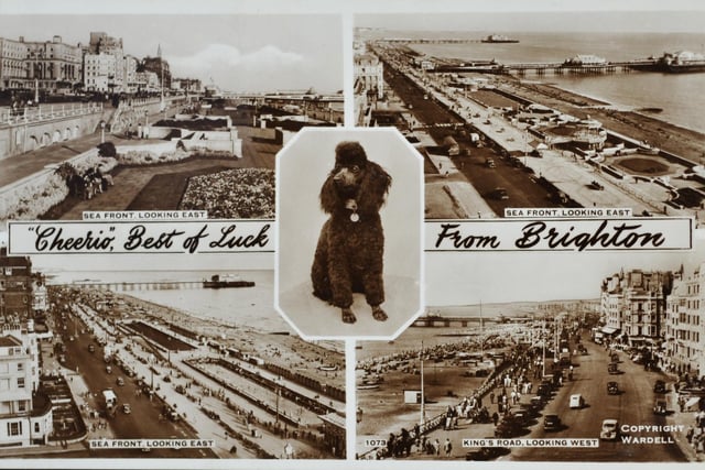 Postcard sending 'best of luck' from Brighton
