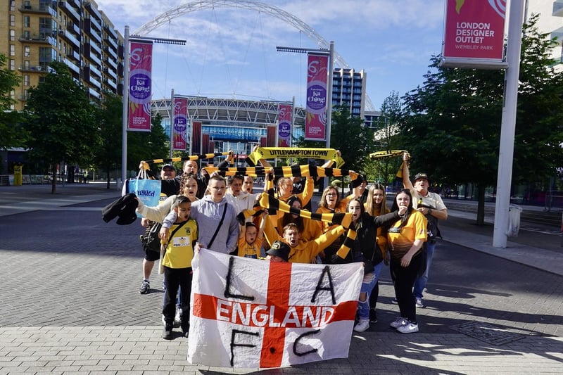 Littlehampton Town fans and players at Wembley for the FA Vase final