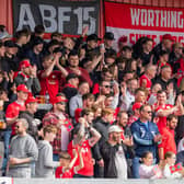 Worthing fans at Woodside Road before the title was clinched | Picture by Jay Wrighte for Worthing FC