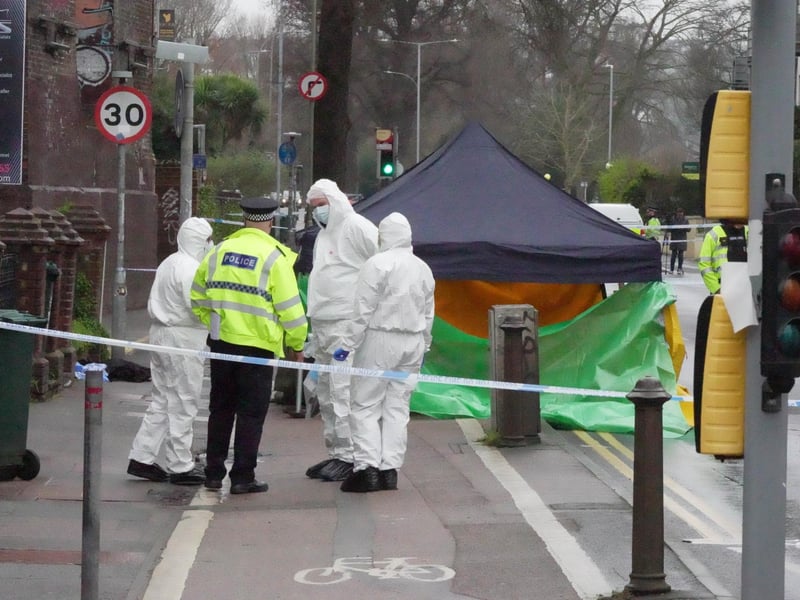 Police officers, the fire service and a forensic blackout tent were spotted at incident in Brighton on Sunday, March 10