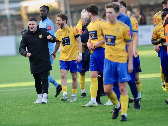 Action, celebration and crowd pictures from Lancing v Littlehampton Town at Culver Road