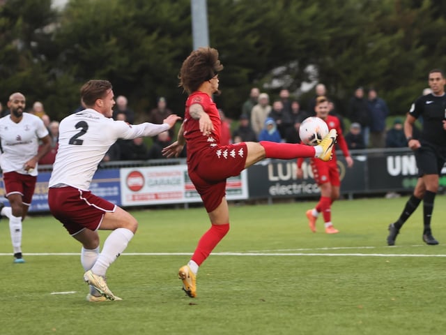 Action from Worthing FC's 3-1 home defeat to Chelmsford in the National League South at Woodside Road