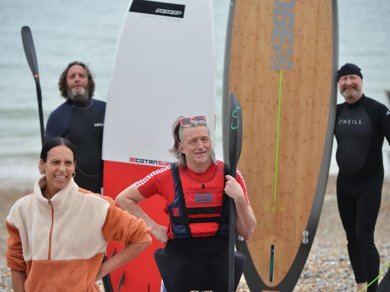 Surfers Against Sewage Paddle-Out protest in Hastings on May 18 2024.