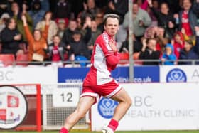 Harry McKirdy celebrates scoring against Cheltenham Town | Picture: Kyle Hemsley/CTFC