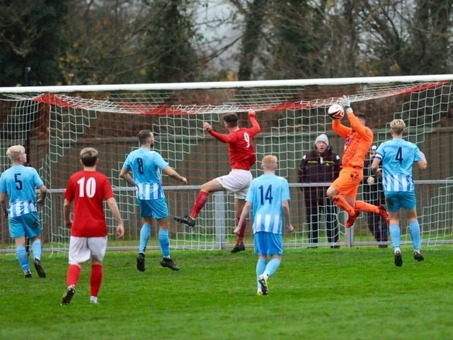 Action from Arundel FC's 2-1 win at home to Worthing United in the SCFL division one