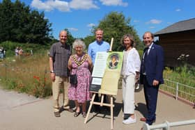 Simon Packham from the  Shelley Memorial Project, Hotrsham council chairman Kate Rowbottom, CouncillorChristian Mitchell; Morag Warrack chairman of Trafalgar Neighbourhood Council and Horsham councillor Roger Noel at the Shelley commemoration.