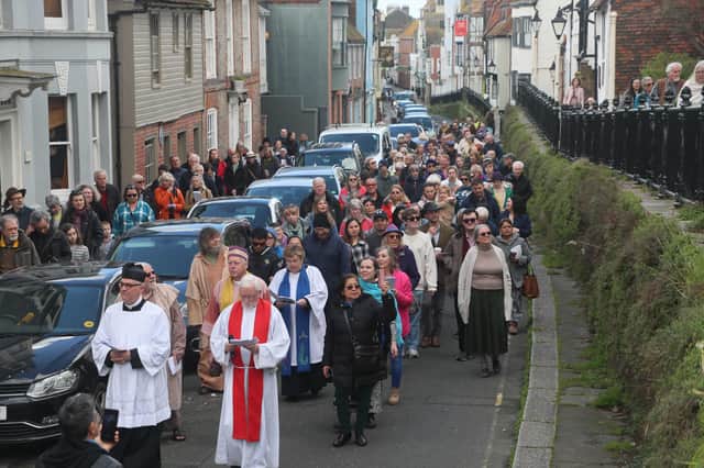 Stations of the Cross in Hastings Old Town on Good Friday. Photo by Roberts Photographic.
