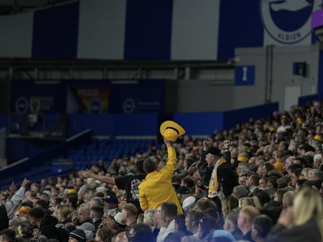 Littlehampton Town and their fans at the Sussex Transport Senior Cup final at the Amex Stadium