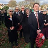 Tom Rutland MP for East Worthing and Shoreham at a Remembrance Sunday service in Southwick.