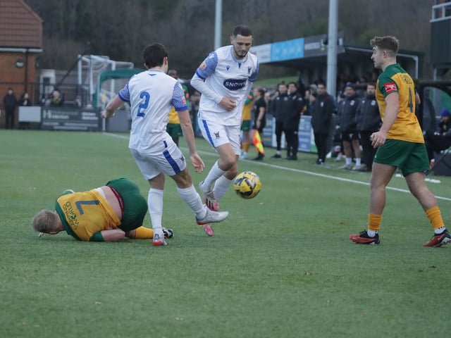 FA Trophy action between Horsham and AFC Totton