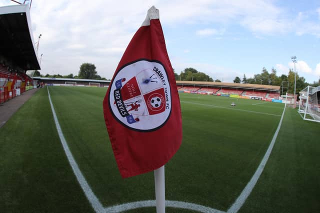 CRAWLEY, ENGLAND - AUGUST 16: A general view of Broadfield Stadium prior to the Sky Bet League Two between Crawley Town and Northampton Town at Broadfield Stadium on August 16, 2022 in Crawley, England. (Photo by Pete Norton/Getty Images)