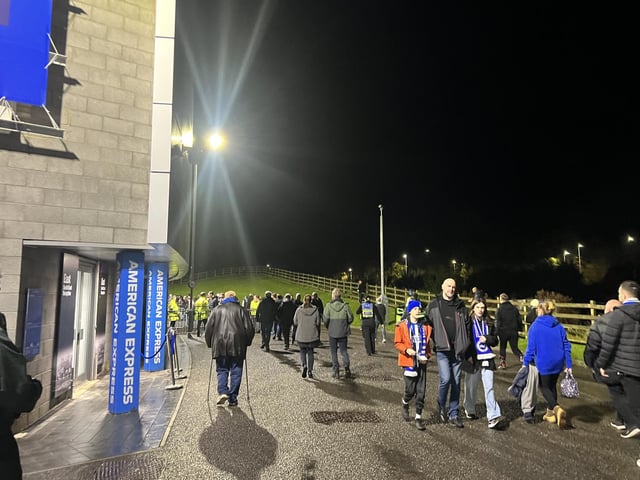 Fans outside the Amex Stadium before the Brighton and Hove Albion vs Ajax game in the Europa League.
