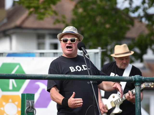 Party in the Park returned to St John's Park, Burgess Hill, on Saturday, June 4. The Band of Dad's on Stage. BOD.