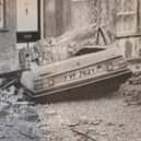 Car crushed by rubble at Hastings