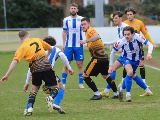 Action from Littlehampton Town's 3-2 Isthmian League win over Haywards Heath Town at The Sportsfield