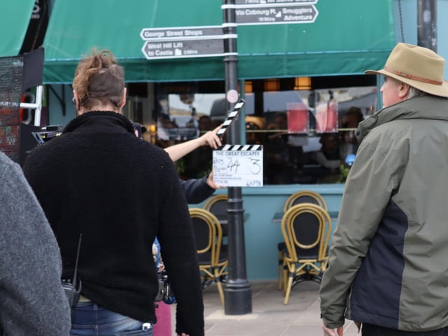 Film crews were in Hastings on Friday. Picture by Kevin Boorman