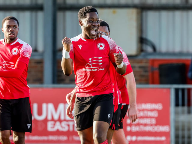 Action from Eastbourne Borough's 2-0 Ntional League South win against Slough Town at Priory Lane