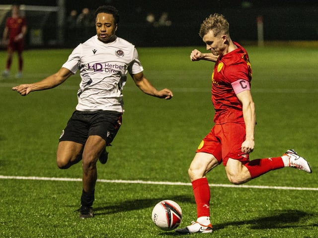 Action from Newhaven v Horsham YMCA at Fort Road in the SCFL premier