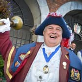 The 70th National Town Criers' Championship in Rye on October 14 2023. Rye Town Crier, Paul Edward Goring.