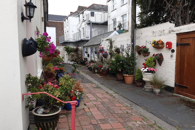 Floral splendour at Brunswick Cottages, a tiny courtyard of four fishermen's houses off the twitten that marks the historic boundary between Worthing and Heene
