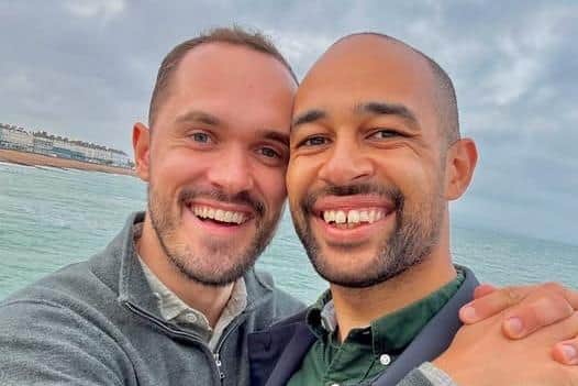 Josh Babarinde (right) with his fiance Connor (left). Picture: Josh Babarinde MP