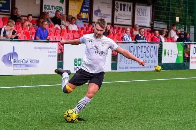 Billy Vigar in action for Chichester City at Oaklands Park | Picture: Tommy McMillan