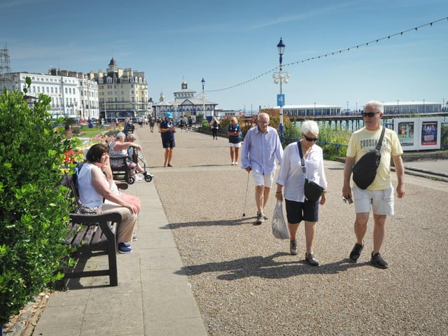 Eastbourne seafront pictured on July 30 2024 during a mini heatwave.
