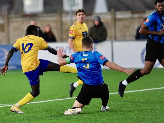 Action from Lancing's 3-1 win over Sevenoaks in the Isthmian south east division