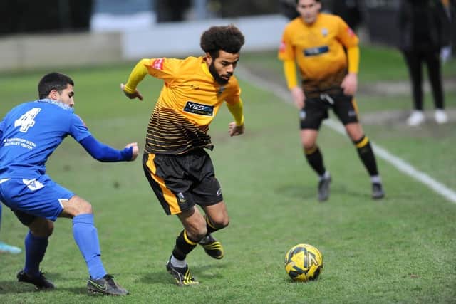 Littlehampton Town in recent Isthmian League action v Cray Valley - they are pushing for a play-off place in the south east division | Picture: Stephen Goodger