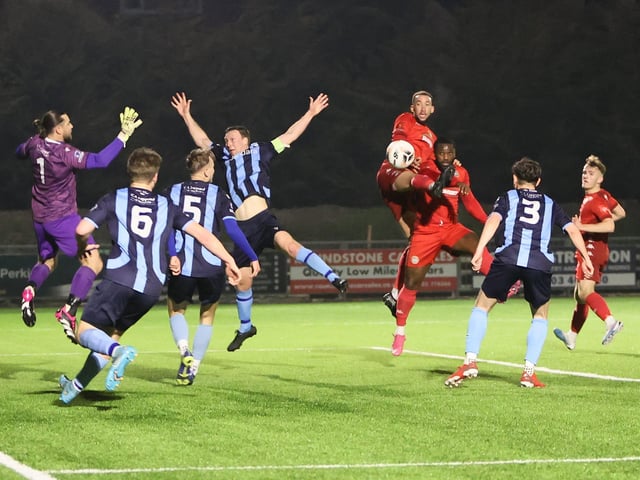 Action from Worthing FC's 6-2 Sussex Senior Cup win over Crowborough Athletic at Woodside Road