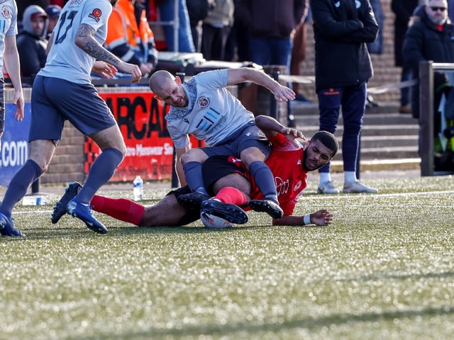 Action from Eastbourne Borough's 2-0 Ntional League South win against Slough Town at Priory Lane
