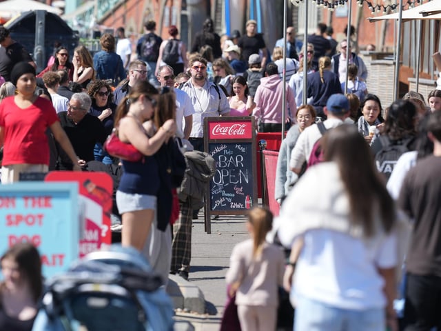 Brighton beach is busy today (April 7, 2026) on what is the hottest day of the year so far