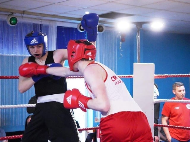 Action from Crawley's junior boxing squad at their annual blockbuster at the Goffs Park Social Club on Sunday. Picture by Max Spanner Photography