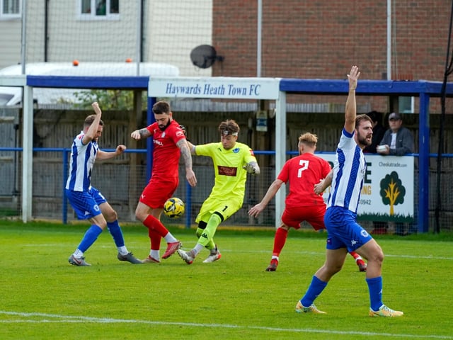 Action from Haywards Heath Town's victory over Beckenham in the Isthmian south east division