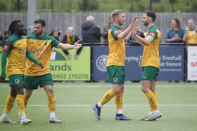 Horsham celebrate Jack Mazzone's opener against Concord. Picture by John Lines