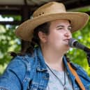 Country solo artist Emily Ann Johnston performs on the Hotham Park bandstand. Photo: Neil Cooper