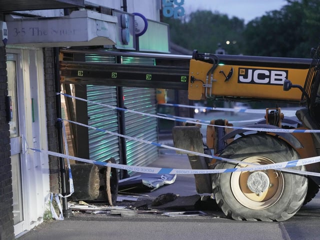 Response units came across a ‘crane attempting to steal an ATM from a supermarket’ in Barnham Road, with one man taken into police custody