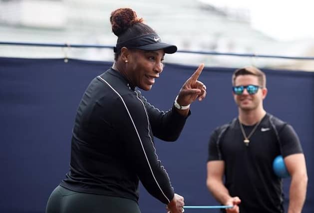 23-times Grand Slam champion Serena Williams in action on the practice courts at Devonshire Park