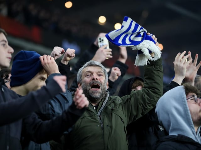 Action and crowd shots from Brighton and Hove Albion's Europa League clash with Marseille at the American Express Stadium.