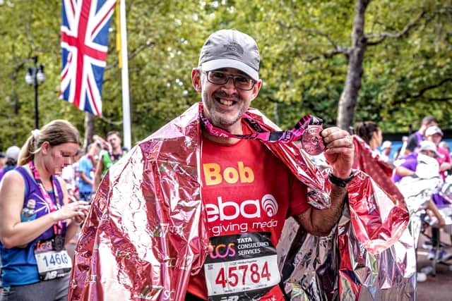 Bob Chambers, chief executive at Feba, with his London Marathon medal