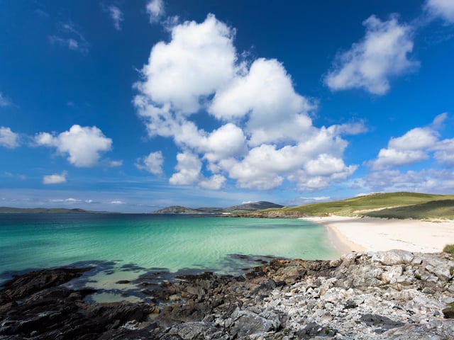 Scotland's only entry in the top 10 is Luskentyre Beach on the Isle of Harris. Its silver sands and turquoise waters wouldn't look out of place in the Caribbean.