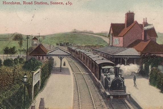 The station was opened by the London, Brighton and South Coast Railway on 5 April 1880 and was originally named Horeham Road for Waldron. The station closed to passenger traffic on 14 June 1965 but freight trains continued to pass through until 1968 when the line was closed completely. The Cuckoo Trail foot and cycle path runs over one of the platforms. Sections of the two platforms including a concrete nameboard, some lamp posts and seats are preserved. The rest of the station site is now a housing estate and a car park